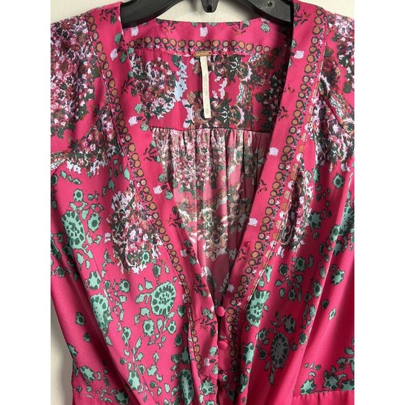COPY - Free People Run Free Floral Blouse Pink XS - Picture 9 of 12